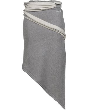 The Attico Asymmetrical Frayed-Edge Midi Skirt - Grey