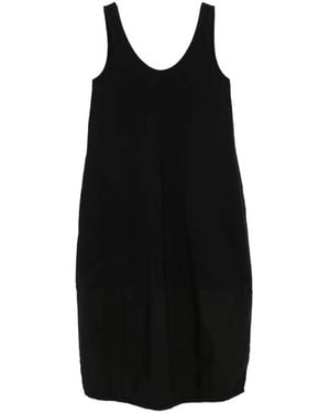 Deha Scoop-Neck Paneled Midi Dress - Black
