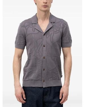 BOSS Jacquard-Knit Short-Sleeve Shirt - Gray