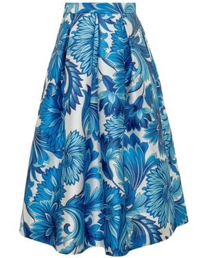 Lunatica Milano Florence Floral-Print Midi Skirt - Blue