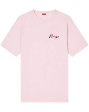 KENZO Logo-Embroidered T-Shirt - Pink