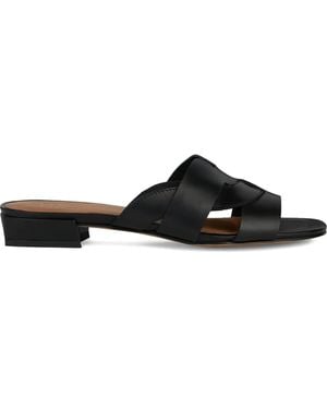 Geox クロスストラップ レザーサンダル - ブラック