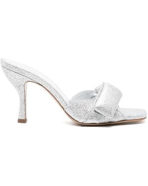 Gia Borghini Glitter-Detailing Leather Sandals - White