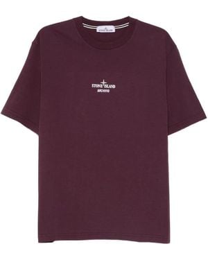 Stone Island T-Shirt mit Logo - Lila