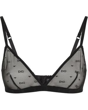 Dolce & Gabbana ジャカード チュールブラ - ブラック