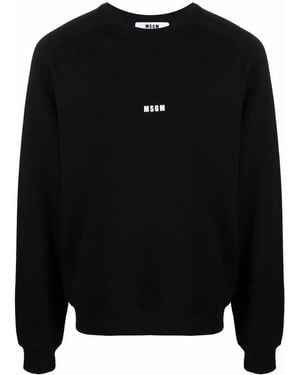MSGM Cotton Crewneck Sweatshirt With Printed Logo - Blue