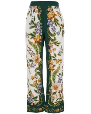 FARM Rio Floral-Print Pants - Green
