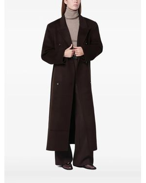 Almada Label Double-Breasted Coat - Black