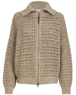 Brunello Cucinelli Cardigan En Laine Vierge Et Cachemire - Neutre