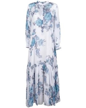 Marella Floral Ruffled Dress - Blue