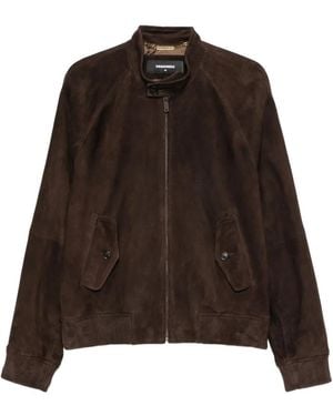 DSquared² Button-Collar Suede Jacket - Brown