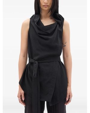 Ann Demeulemeester Haut Ceinturé Macy À Col Bénitier - Black