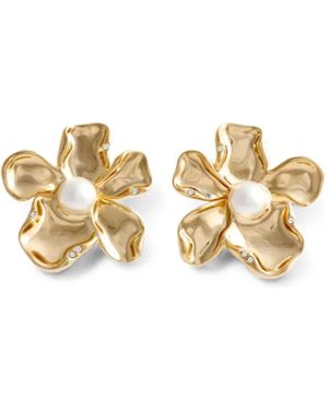 Self-Portrait Pendientes Con Motivo Floral Y Zirconia - Metálico