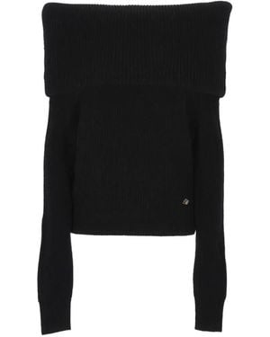 Blumarine Pull Côtelé À Épaules Dénudées - Black
