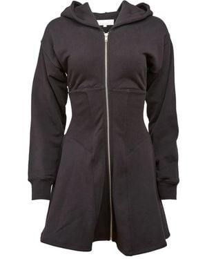 Fleur du Mal Addie Hooded Zip-Front Dress - Black