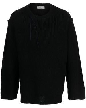 Yohji Yamamoto Asymmetric-Neck Drop-Shoulder Jumper - Black