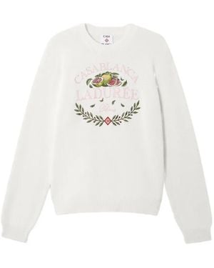 CASABLANCA X Laduree Crew-Neck Cotton Jumper - White