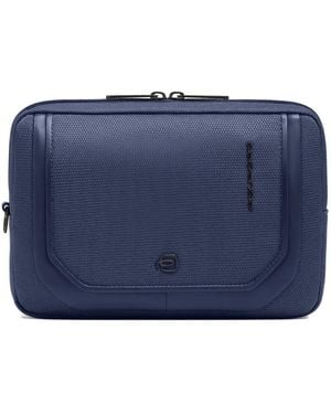 Piquadro Leather-Trim Clutch Bag - Blue