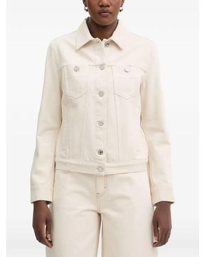 Trussardi Button-Up Denim Jacket - Natural
