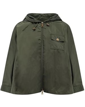 Moncler Hooded Logo-Patch Jacket - Green