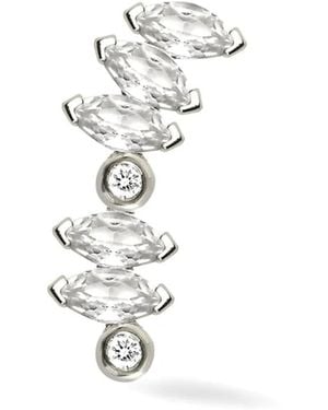 Lark & Berry Pendiente Veto En Oro Blanco De 14 Ct Con Diamantes Y Zafiro
