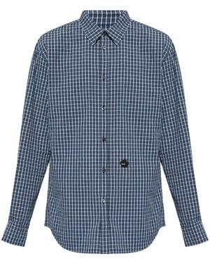 DSquared² Logo-Patch Plaid Cotton Shirt - Blue
