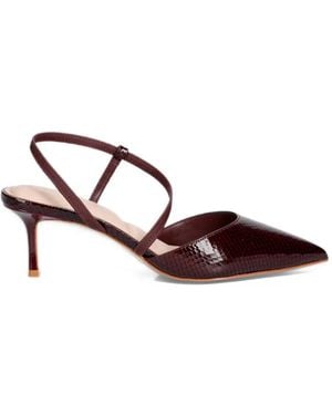 Dune Charming Snakeskin-Effect Slingback Pumps - Brown