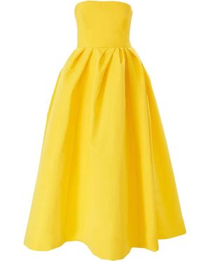 Carolina Herrera Strapless Midi Dress - Yellow