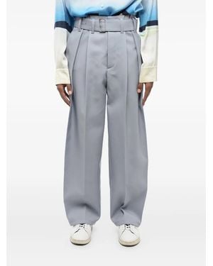 Jil Sander Double-Pleated Belted Wide-Leg Trousers - Blue