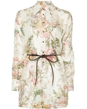 Zimmermann Waverly Floral-Print Silk Playsuit - Natural