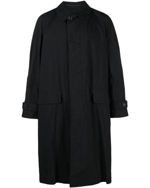 and wander Classic-Collar Long Coat - Black