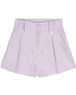 Twinset Pleat-Detail Twill Shorts - Purple