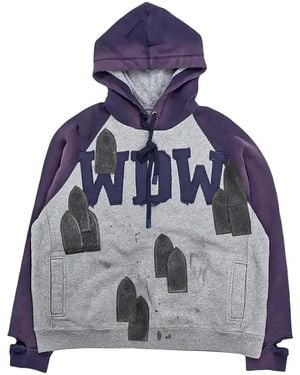 Who Decides War Faded Appliqué Hoodie - Blue