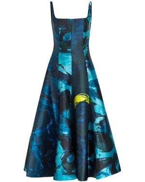 ROKSANDA Zelia Brushstroke-Print A-Line Midi Dress - Blue
