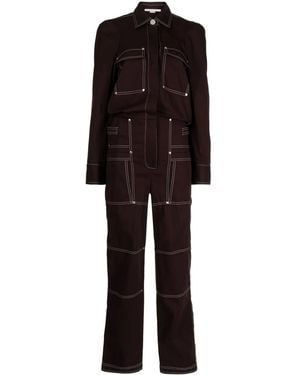 Stella McCartney Stitch-Detail Denim Jumpsuit - Black