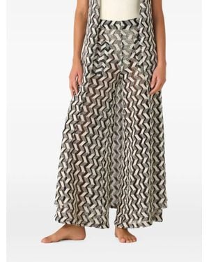 Palmacea Pantalon Ample À Imprimé Zig-Zag - Black