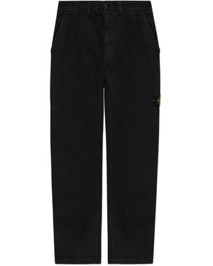 Stone Island Jeans With Logo Patch - Black