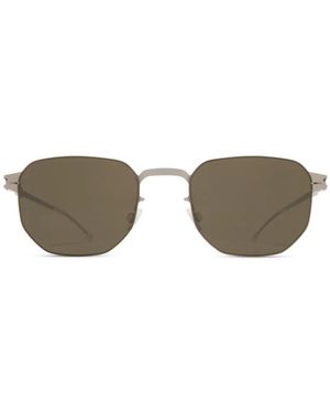 Mykita Bijan Metal Geometic-Frame Sunglasses - Grey