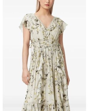 AllSaints Robe Longue Canto À Volants Et À Fleurs - White