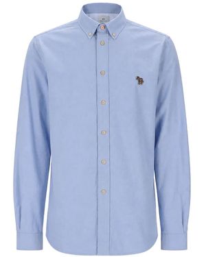 Paul Smith Zebra-Patch Button-Down Shirt - Blue