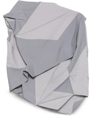Issey Miyake Origami-Pleated Geometric-Print Top - Gray
