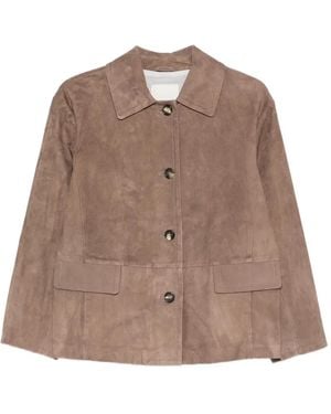 Max Mara Buttoned Leather Jacket - Brown