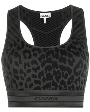 Ganni レオパード レーサーバックブラレット - ブラック