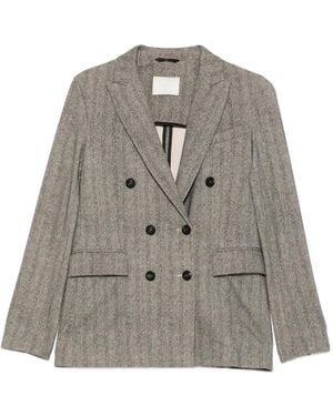Circolo 1901 Herringbone-Pattern Double-Breasted Jacket - Grey