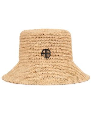 Anine Bing Cabana Logo-Plaque Bucket Hat - Natural