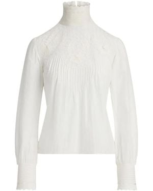 Ralph Lauren Lace-Embellished Pleated Blouse - White