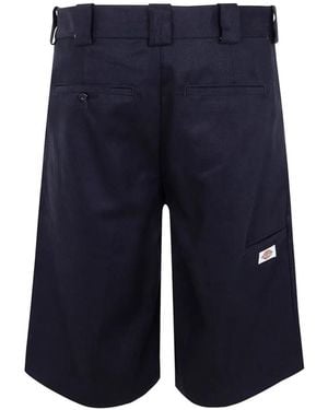Dickies Pleated Logo-Patch Shorts - Blue