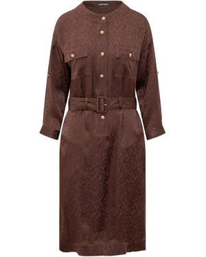 Tom Ford ベルテッド シャツドレス - ブラウン