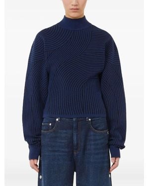Max Mara Febo Wave-pattern High-neck Sweater - ブルー