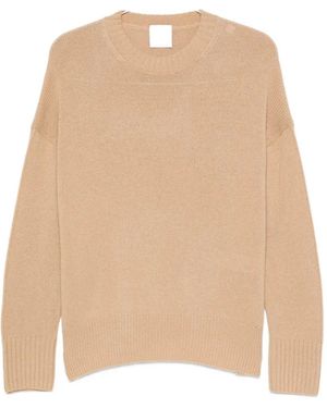 Allude Ribbed-Knit Crew-Neck Jumper - Natural